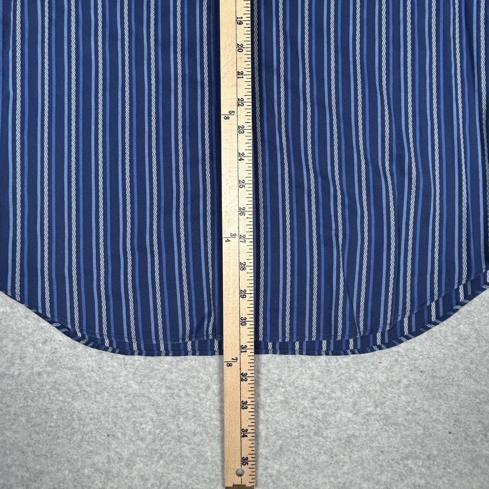 Bugatchi Size XL Blue Classic Fit Striped Print Cotton Button Up Shirt - Picture 6 of 8